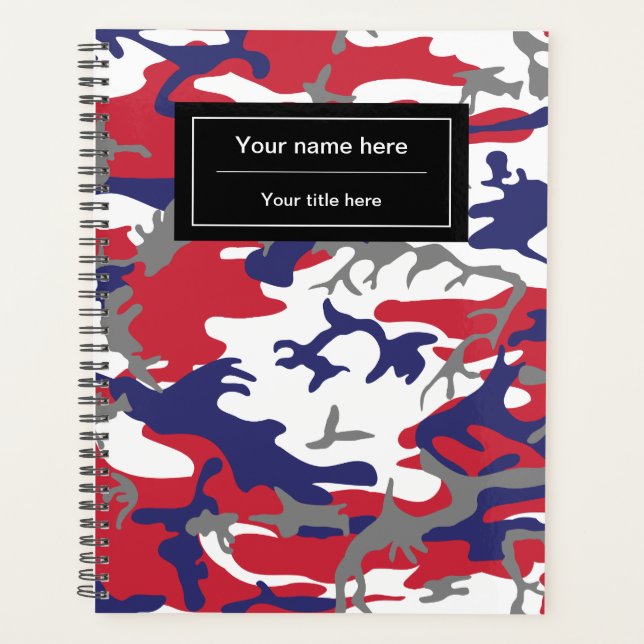 Agenda Camuflaje, Azul Blanco Rojo Gris, Militar, Ejércit (Anverso)