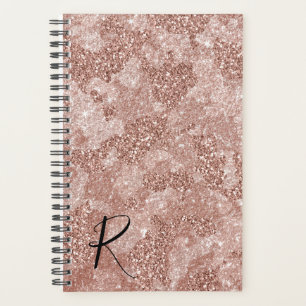 Agenda Camuflaje de purpurina de oro rosa Monograma anual