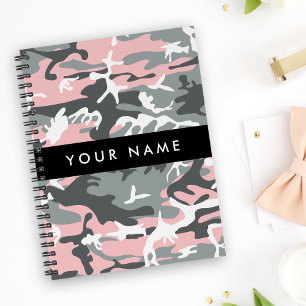 Agenda Camuflaje rosa y gris Tu nombre Personaliza