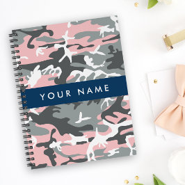 Agenda Camuflaje rosa y gris Tu nombre Personaliza