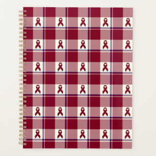 Agenda Cáncer de Cabeza y Cuello Plaid Burgundy de Concie