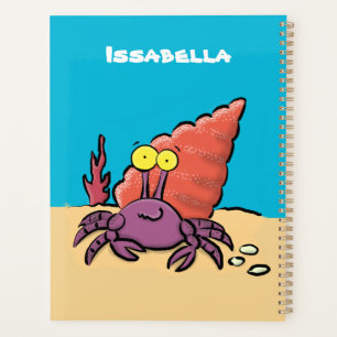 Agenda Cangrejo ermitaño gracioso personalizado morado
