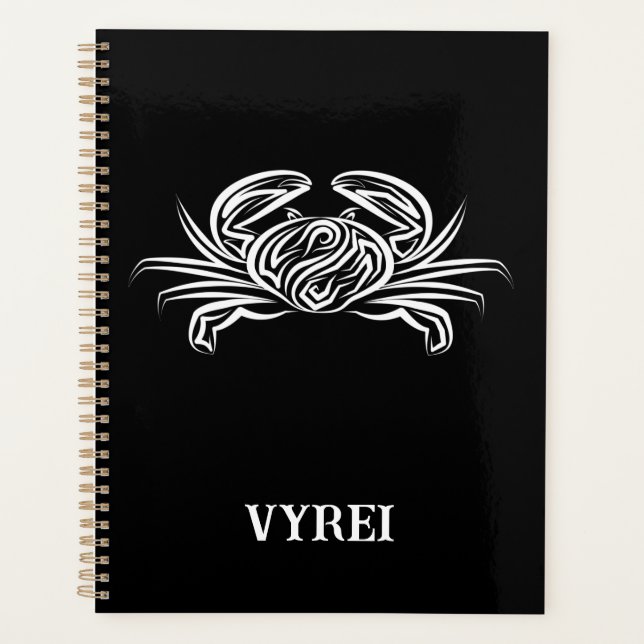 Agenda Cangrejo tribal blanco y negro (Anverso)
