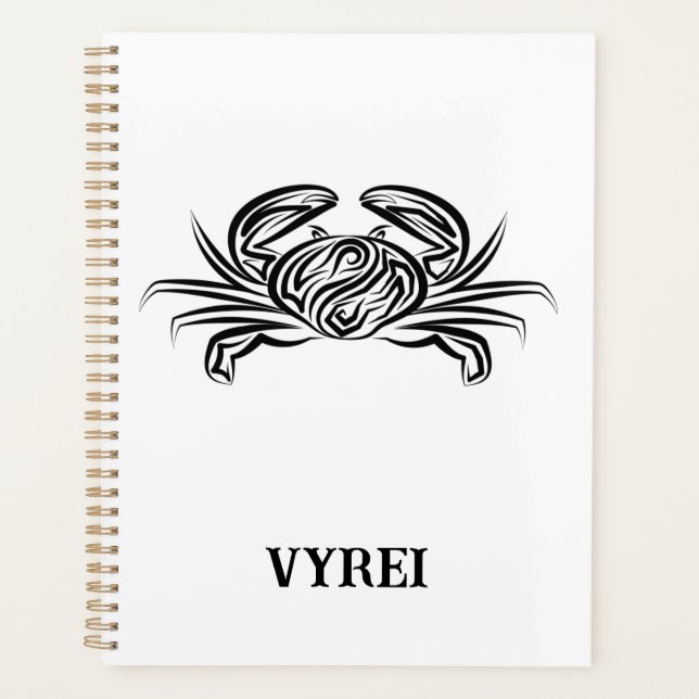Agenda Cangrejo tribal blanco y negro (Anverso)