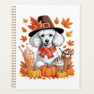 Agenda Caniche Acción de Gracias Bebe Café Hojas de Otoño