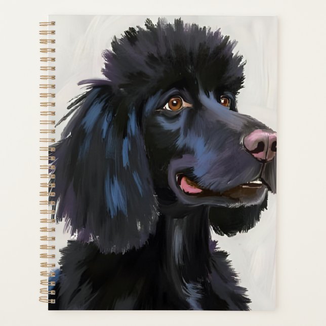 Agenda Caniche Negro | Pintura de Mascota de Acuarela de  (Anverso)