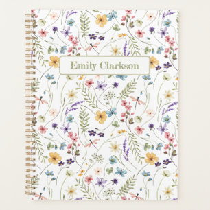 Agenda Caprichoso patrón de flores silvestres coloridas d