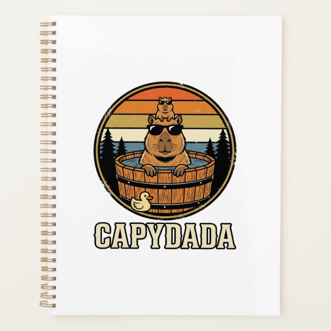 Agenda Capydada Capybara Papá Diseño Vectorial Retro Bañe (Anverso)