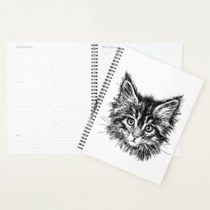 Agenda Cara de gatito negro y blanco