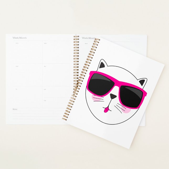 Agenda Cara de gato de Guay con gafas de sol rosadas lind (Subido por el creador)