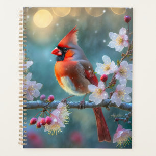 Agenda Cardenal masculino en flor de cerezo a la luz de l