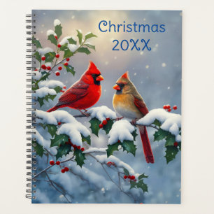Agenda Cardenales rojos y Holly en la nieve