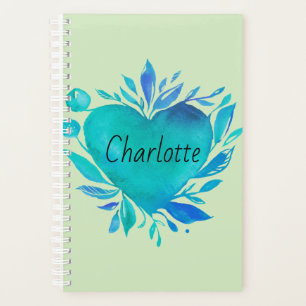 Agenda Cardíaco de color azul personalizado de Charlotte
