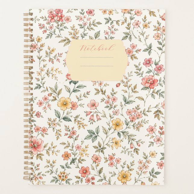 Agenda Carnet motif floral pastel (Anverso)