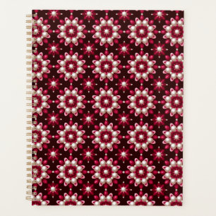 Agenda 🌸 Carpeta de escritorio de perla floral roja rega