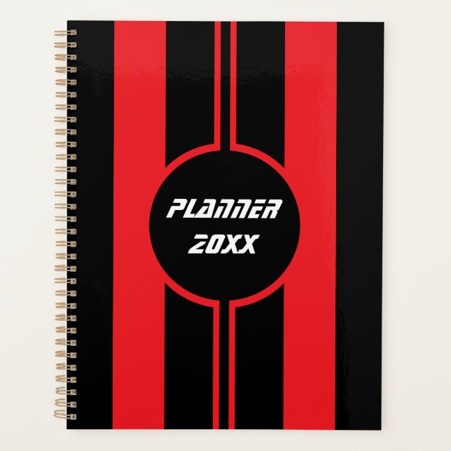 Agenda Carreras Red Black Double Stripes Sports Personali (Anverso)