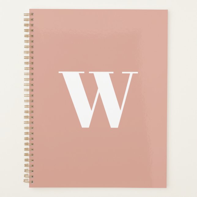 Agenda Carta inicial personalizado rosa polvoriento monog (Anverso)