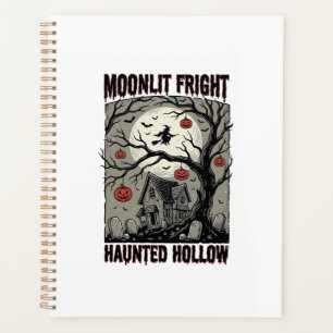 Agenda Casa Embrujada de Halloween Grabado Antiguo Luna S