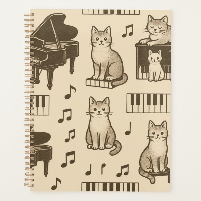 Agenda Cat Planner on a Faded Piano (Anverso)