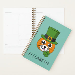 Agenda Cat w Gorra y Shamrock St Patricks   Personalizar
