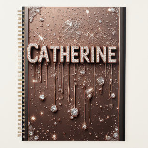 Agenda Catherine Nombre en Rosa Dorado con Brillo