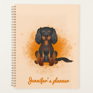 Agenda Cavalier King Charles de color negro y marrón sobr