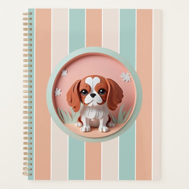 Agenda Cavalier King Charles Pink Pastel Cortar papel (Anverso)
