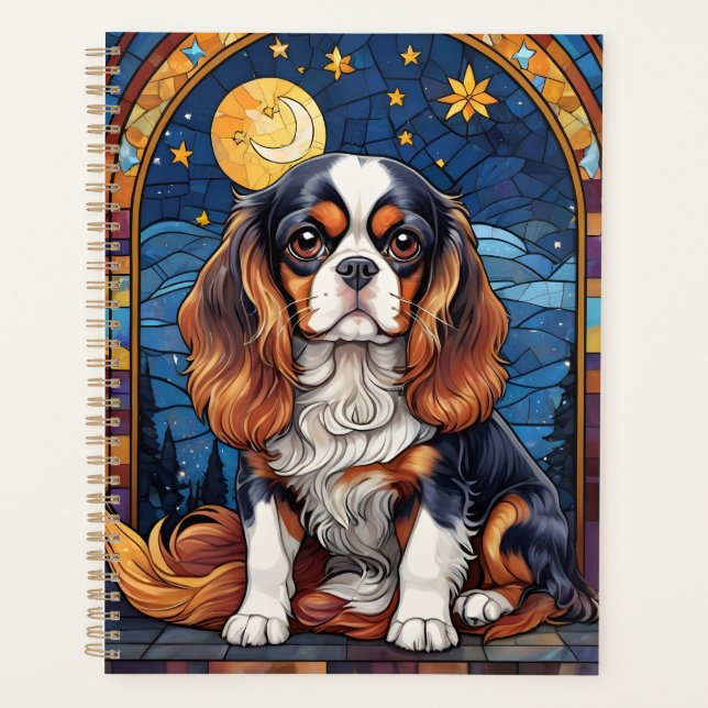 Agenda Cavalier King Charles StainGlass Night Sky Moon (Anverso)