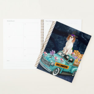 Agenda Cavalier King Dog Halloween Camión Noche de miedo