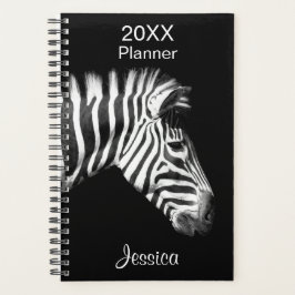 Agenda Cebra con nombre personalizado en blanco y negro