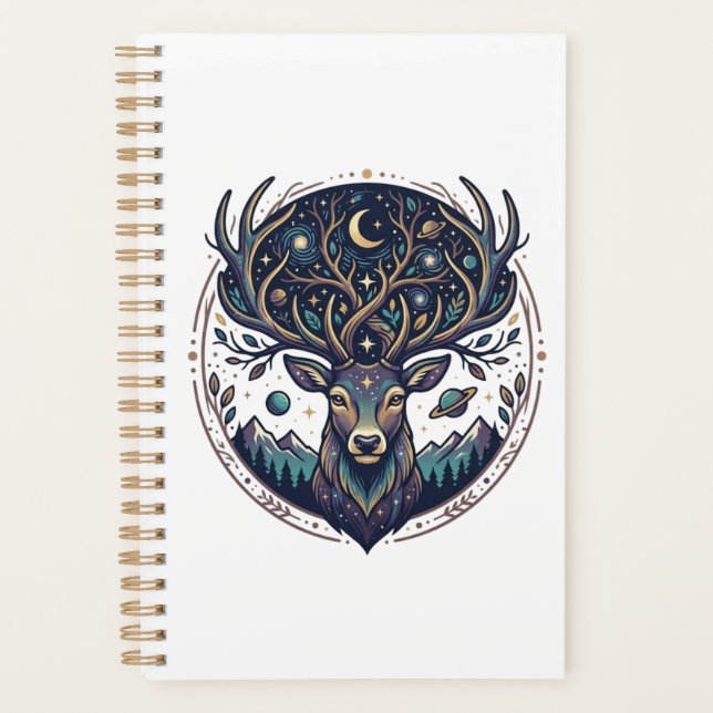 Agenda Celestial Deer Mystical Moon & Star Art Stag (Anverso)