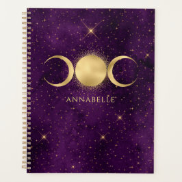 Agenda Celestial Gold Triple Luna Purple Personalizado