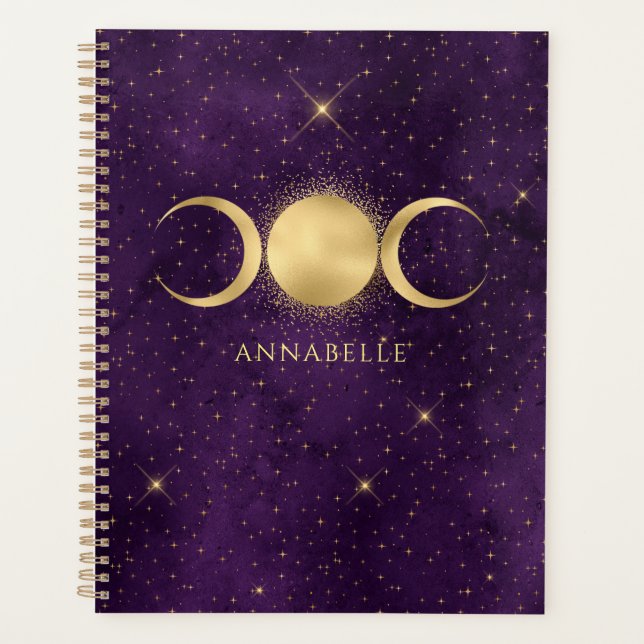 Agenda Celestial Gold Triple Luna Purple Personalizado (Anverso)
