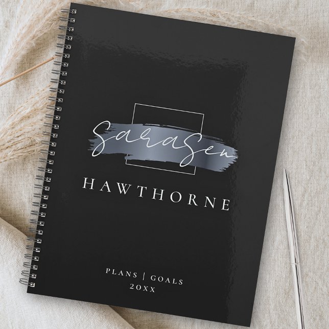 Agenda Cepillo de moda Stroke Black Faux Silver Gray Mono (Subido por el creador)