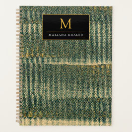 Agenda Cepillo verde elegante con oro y negro
