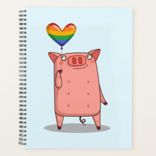 Agenda Cerdo con globo arco iris