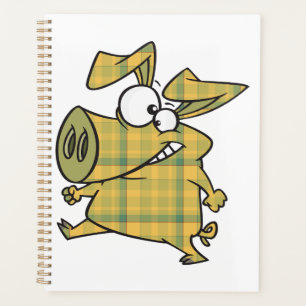 Agenda Cerdo de dibujos animados a cuadros divertido anim