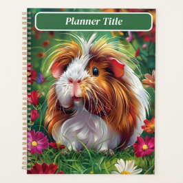 Agenda Cerdo de Guinea entre las flores