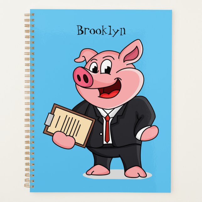Agenda Cerdo gracioso personalizado de traje de negocios (Anverso)