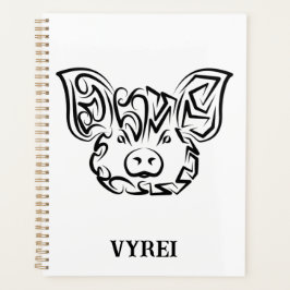 Agenda Cerdo tribal blanco y negro