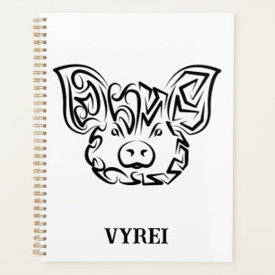 Agenda Cerdo tribal blanco y negro