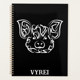 Agenda Cerdo tribal blanco y negro