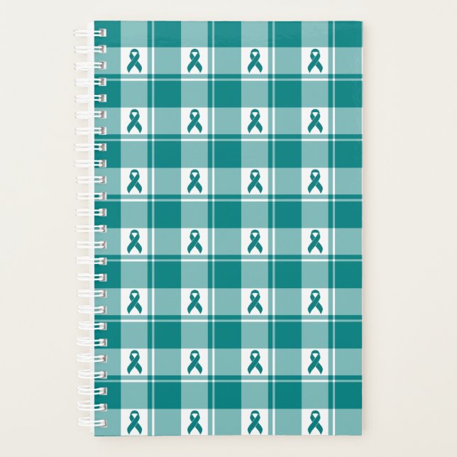 Agenda Cervical Cancer Awareness Plaid Planner, Teal (Anverso)