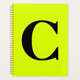 Agenda Chartreuse Fluorescente Nombre de Monograma de Neó