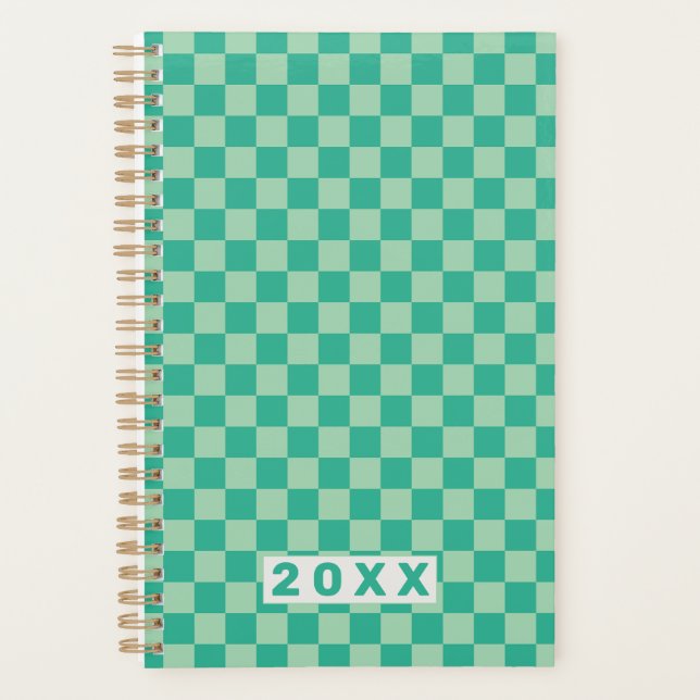 Agenda Checkerboard Jungle Green Retro Pattern 2026  (Anverso)