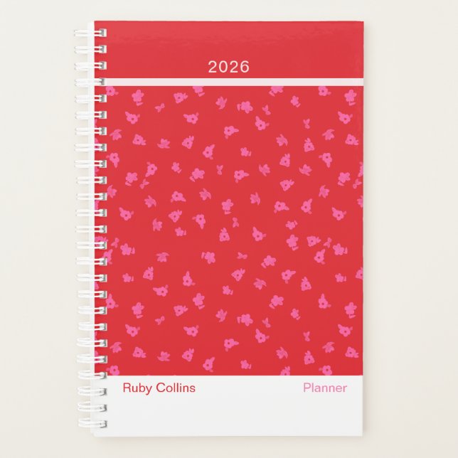 Agenda Cheerful Red Floral Modern (Anverso)