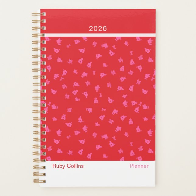 Agenda Cheerful Red Floral Modern (Anverso)