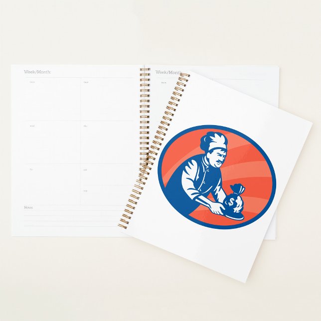 Agenda Chef Holding Money Bag Restaurant Finance (Subido por el creador)
