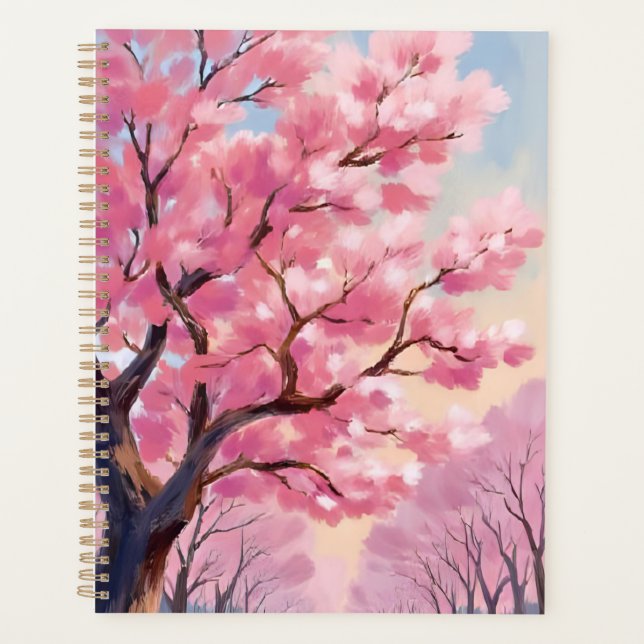 Agenda Cherry Blossom Trees Pink Floral Painting (Anverso)