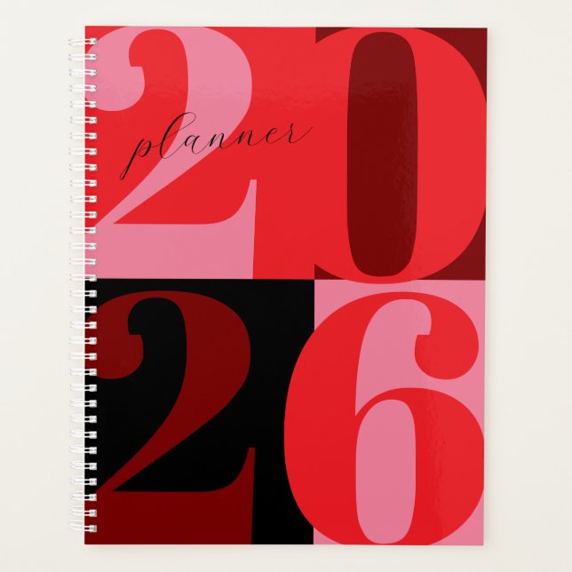 Agenda Cherry Red Bold Year Color Block Planner (Anverso)